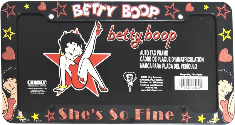 Chroma A Set of 2 Plastic Glitter Automotive License Plate Frame - Betty Boop Leg Up Star - Image 3